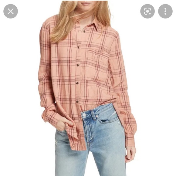 Free People No limits Peach in Plaid shirt - Picture 1 of 11